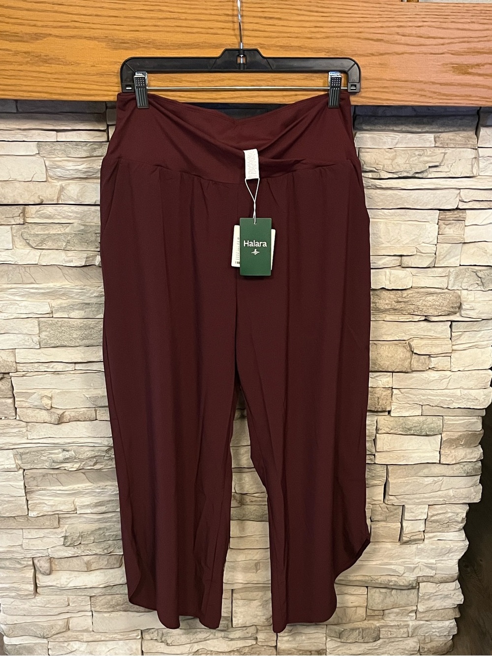 HALARA Women's Wine Cropped High-Rise Wide Leg Yoga Pants